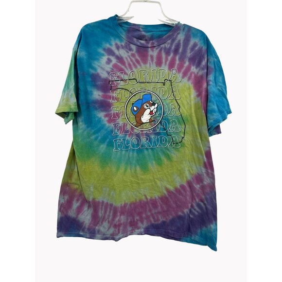 Buc-ees Tie-Dye Florida Graphic T-Shirt XL Cotton Unisex Colorful Spiral Design - Picture 1 of 5